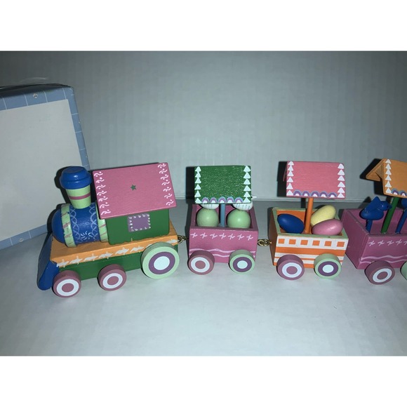 Vintage Cottontale Collection 7 PC Wooden Easter Train Set in box. - Picture 2 of 7